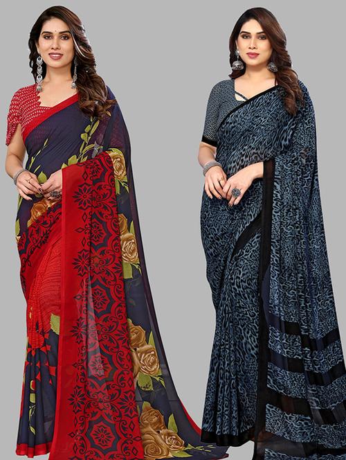 pack of 2 casual wear sarees with blouse - 21446222 - Very Small Image - 1