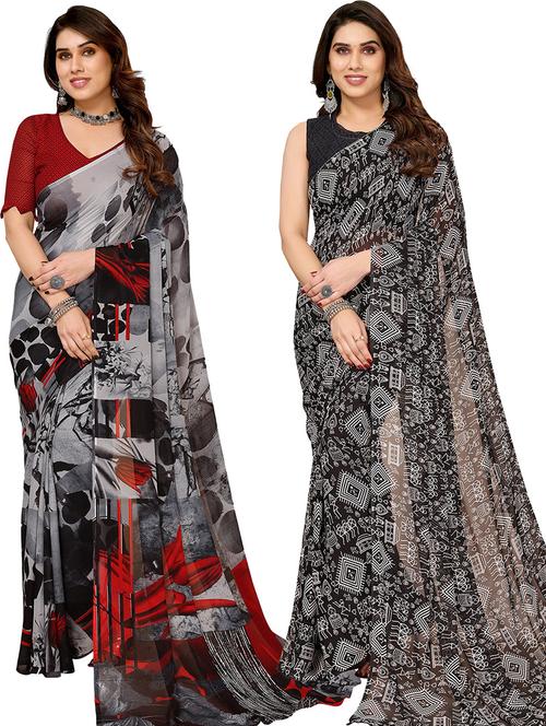 pack of 2 casual wear sarees with blouse - 21446229 - Very Small Image - 1