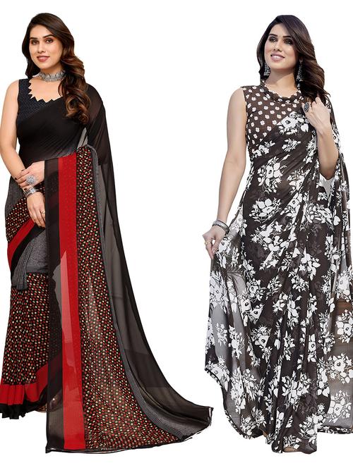 women pack of 2 casual wear combo sarees with blouse - 21446239 - Very Small Image - 1