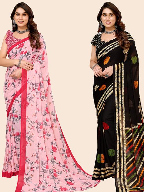 women pack of 2 casual wear combo saree with blouse - 21446245 - Very Small Image - 1