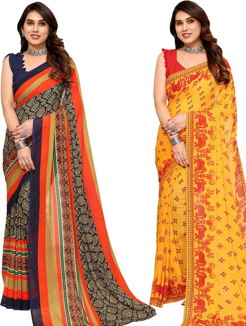 pack of 2 casual wear sarees with blouse - 21446248 - Very Small Image - 1