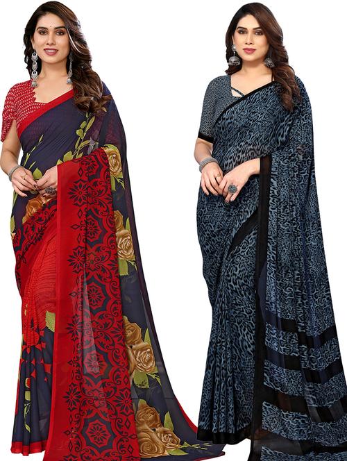 women pack of 2 casual wear combo saree with blouse - 21446249 - Very Small Image - 1