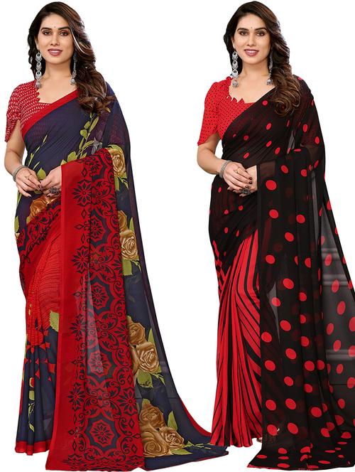 women pack of 2 casual wear combo saree with blouse - 21446250 - Very Small Image - 1