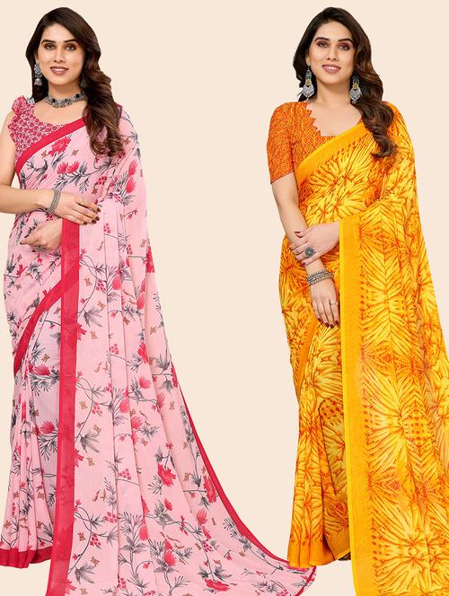 women pack of 2 casual wear combo saree with blouse - 21446253 - Very Small Image - 1
