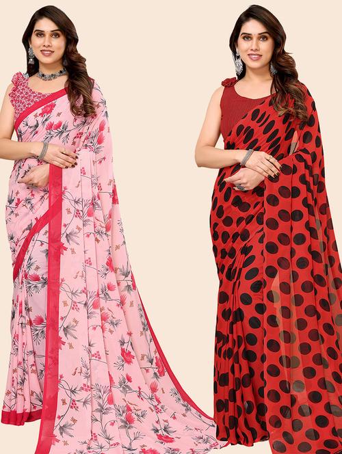 pack of 2 casual wear sarees with blouse - 21446257 - Very Small Image - 1
