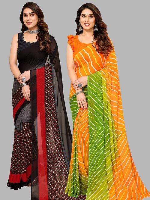 women pack of 2 casual wear combo sarees with blouse - 21446266 - Very Small Image - 1