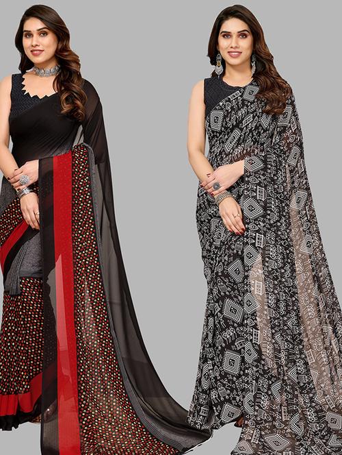 pack of 2 casual wear sarees with blouse - 21446269 - Very Small Image - 1