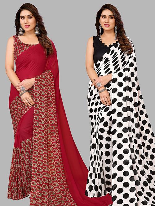 women pack of 2 casual wear combo sarees with blouse - 21446275 - Very Small Image - 1