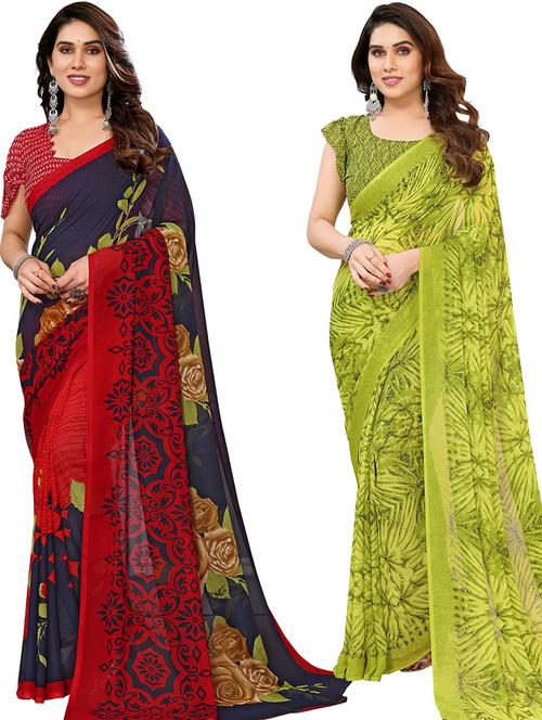 women pack of 2 casual wear combo saree with blouse - 21446277 - Very Small Image - 1