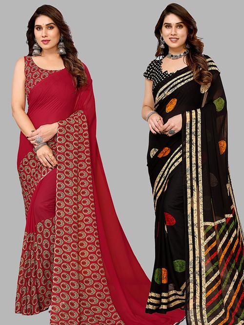 women pack of 2 casual wear combo saree with blouse - 21446280 - Very Small Image - 1