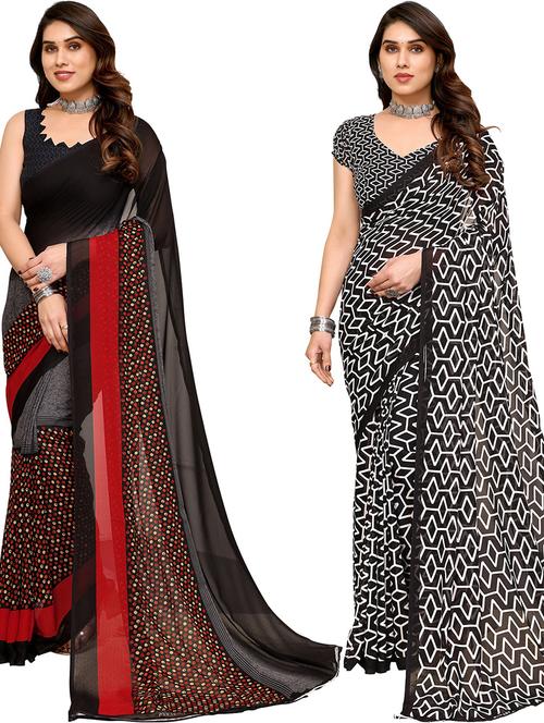 women pack of 2 casual wear combo sarees with blouse - 21446281 - Very Small Image - 1