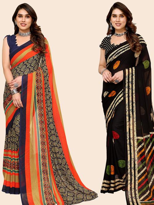 women pack of 2 casual wear combo saree with blouse - 21446283 - Very Small Image - 1