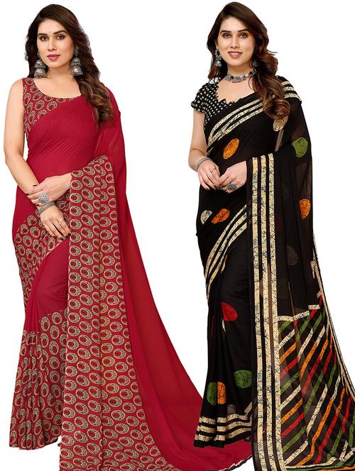 women pack of 2 casual wear combo saree with blouse - 21446287 - Very Small Image - 1
