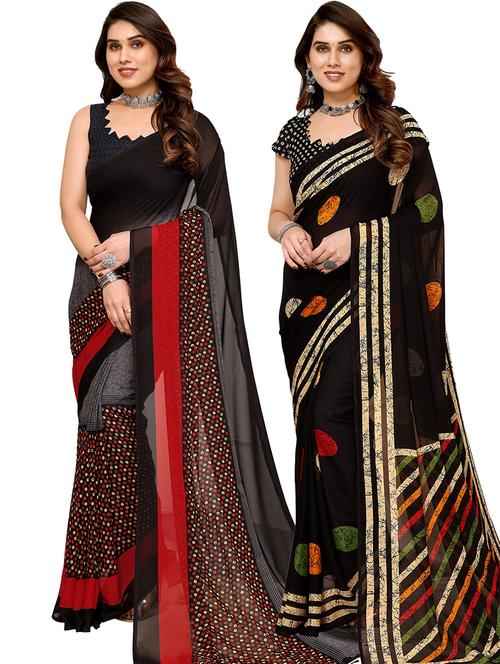 pack of 2 casual wear sarees with blouse - 21446288 - Very Small Image - 1