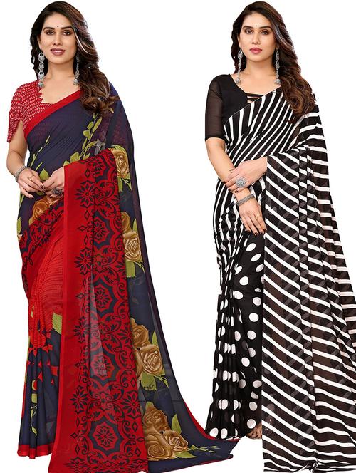 pack of 2 casual wear combo sarees with blouse - 21446290 - Very Small Image - 1