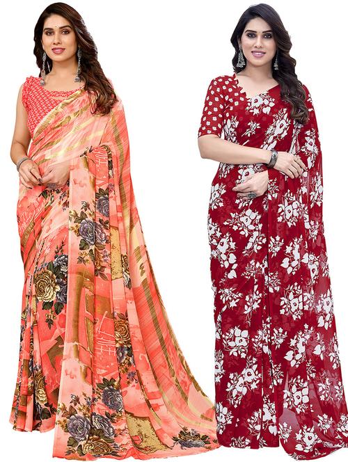 women pack of 2 casual wear combo saree with blouse - 21446355 - Very Small Image - 1