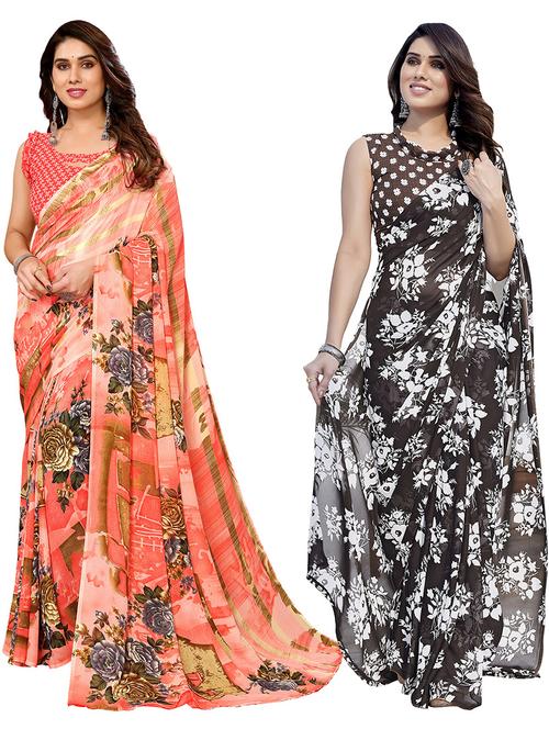 women pack of 2 casual wear combo saree with blouse - 21446357 - Very Small Image - 1