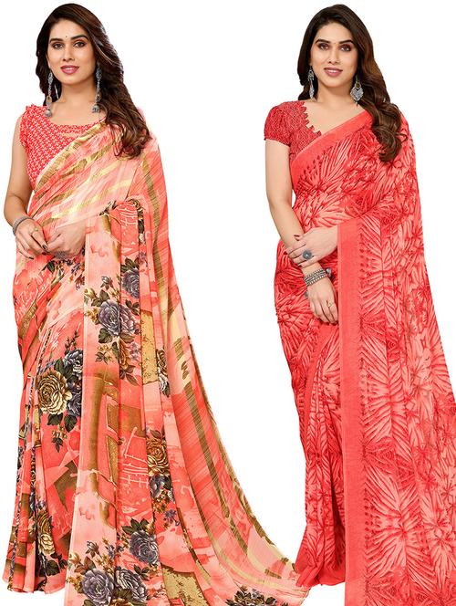 women pack of 2 casual wear combo saree with blouse - 21446358 - Very Small Image - 1