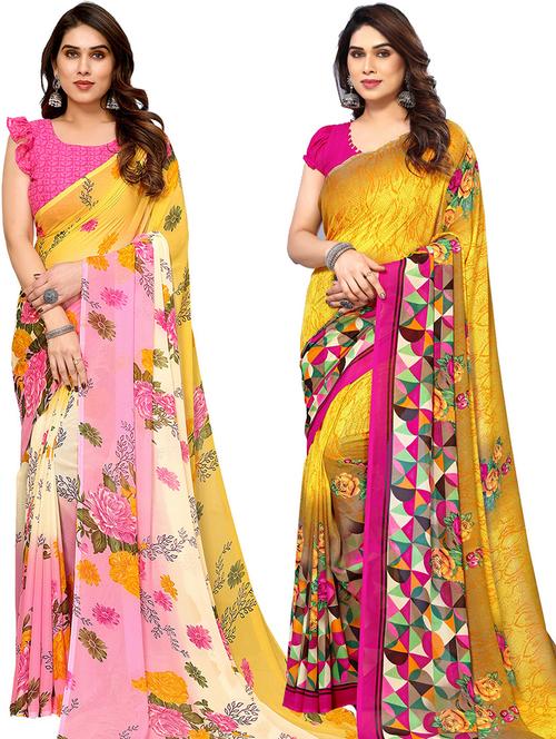 women pack of 2 casual wear combo saree with blouse - 21446374 - Very Small Image - 1