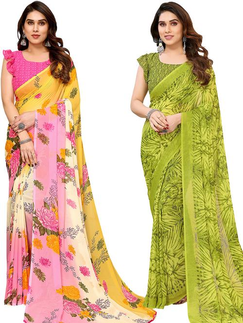 women pack of 2 casual wear combo saree with blouse - 21446381 - Very Small Image - 1