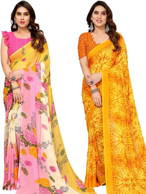 women pack of 2 casual wear combo saree with blouse - 21446382 - Very Small Image - 1