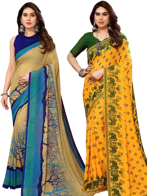 pack of 2 casual wear sarees with blouse - 21446388 - Very Small Image - 1