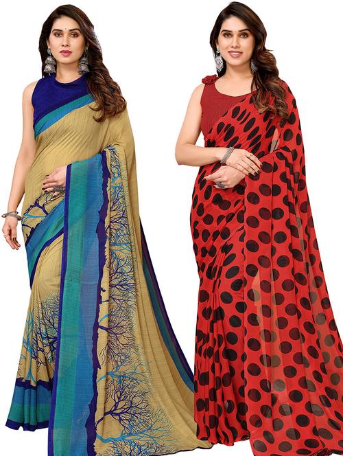 women pack of 2 casual wear combo saree with blouse - 21446390 - Very Small Image - 1
