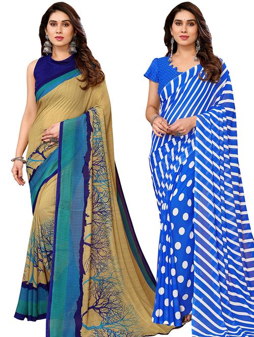 women pack of 2 casual wear combo saree with blouse - 21446395 - Very Small Image - 1
