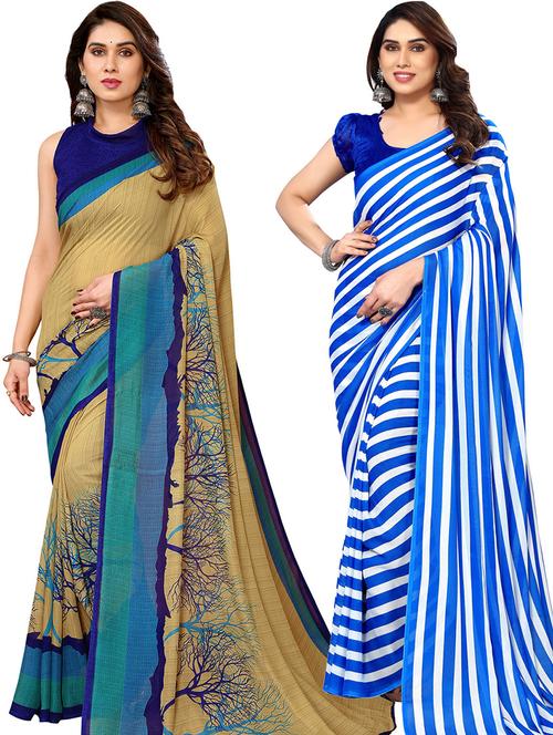 women pack of 2 casual wear combo saree with blouse - 21446398 - Very Small Image - 1