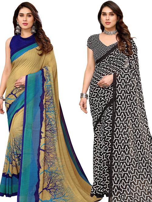women pack of 2 casual wear combo saree with blouse - 21446402 - Very Small Image - 1