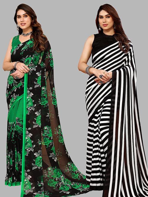 pack of 2 casual wear sarees with blouse - 21446435 - Very Small Image - 1