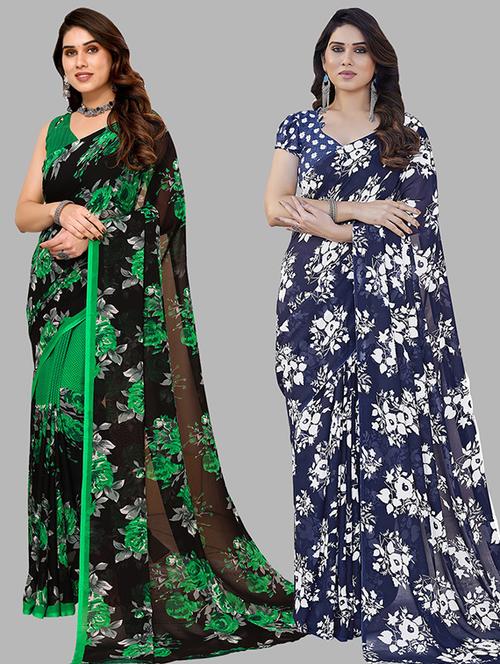 women pack of 2 casual wear combo sarees with blouse - 21446439 - Very Small Image - 1