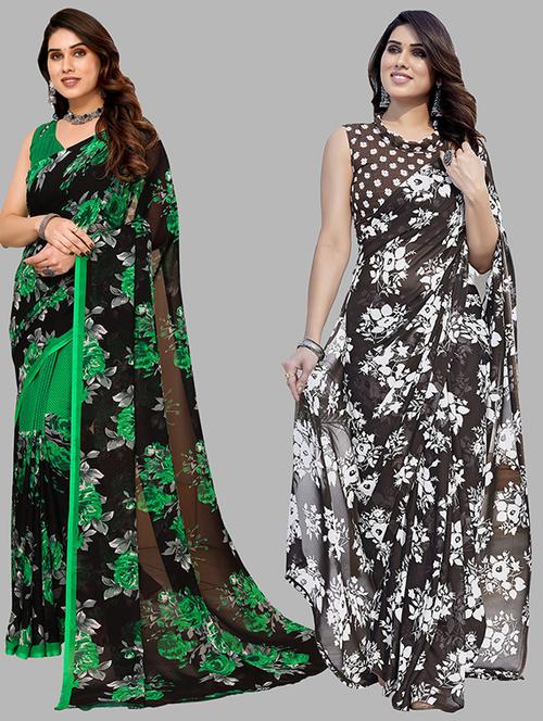 pack of 2 casual wear sarees with blouse - 21446440 - Very Small Image - 1