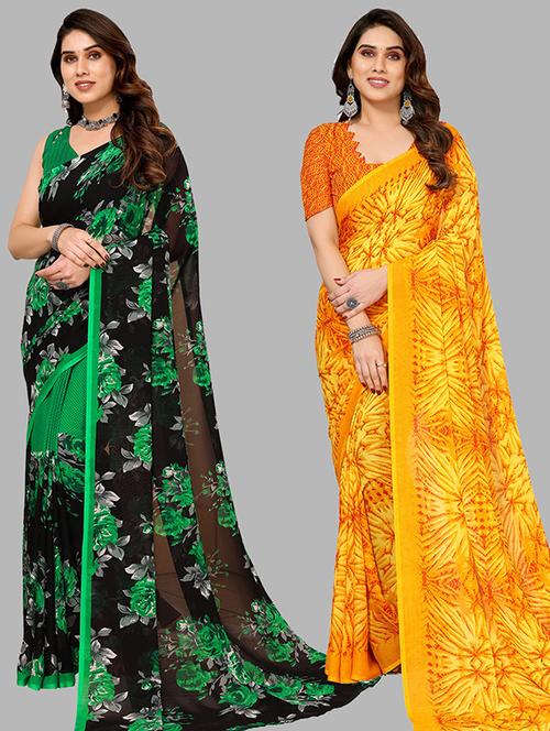 women pack of 2 casual wear combo saree with blouse - 21446442 - Very Small Image - 1