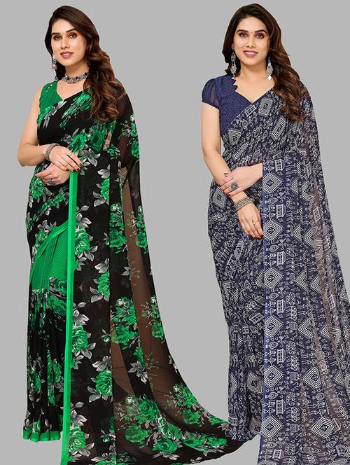 women pack of 2 casual wear combo saree with blouse - 21446443 - Very Small Image - 1