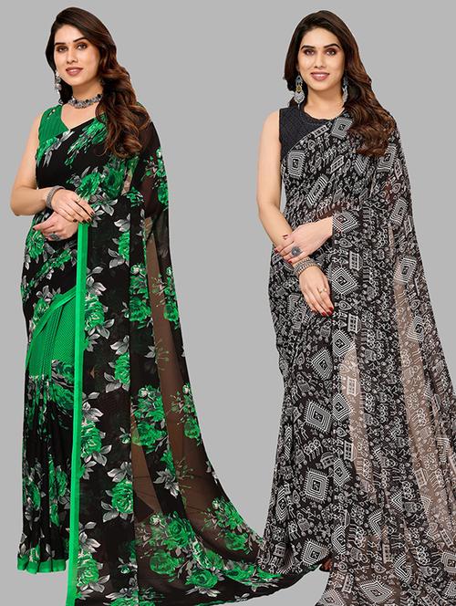 pack of 2 casual wear combo sarees with blouse - 21446447 - Very Small Image - 1