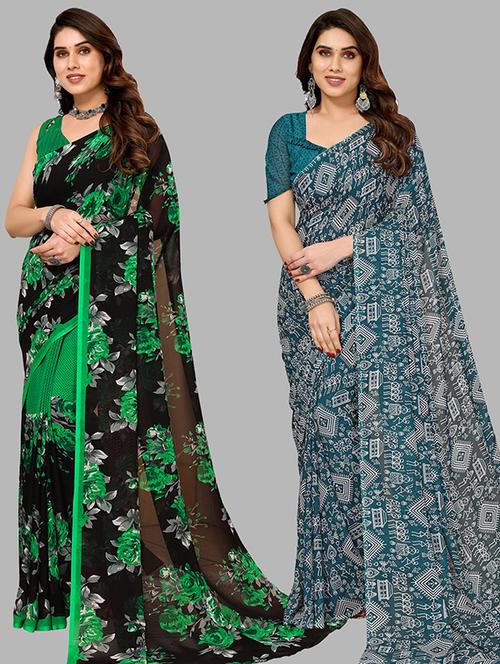 women pack of 2 casual wear combo saree with blouse - 21446448 - Very Small Image - 1