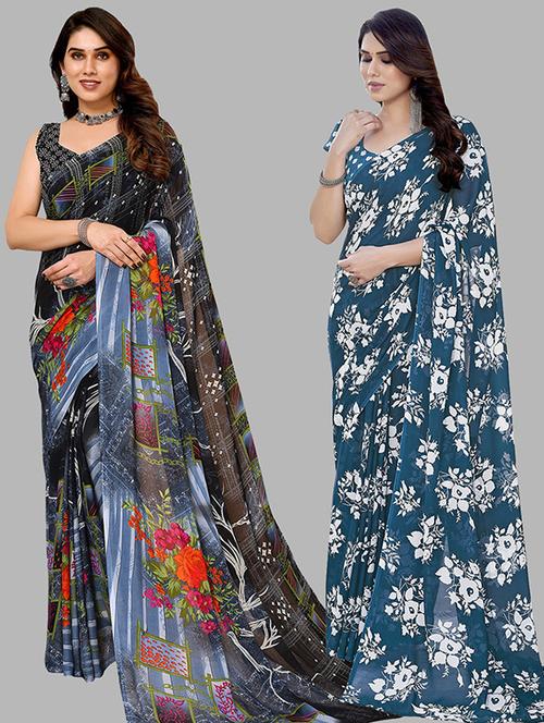 women pack of 2 casual wear combo saree with blouse - 21446467 - Very Small Image - 1