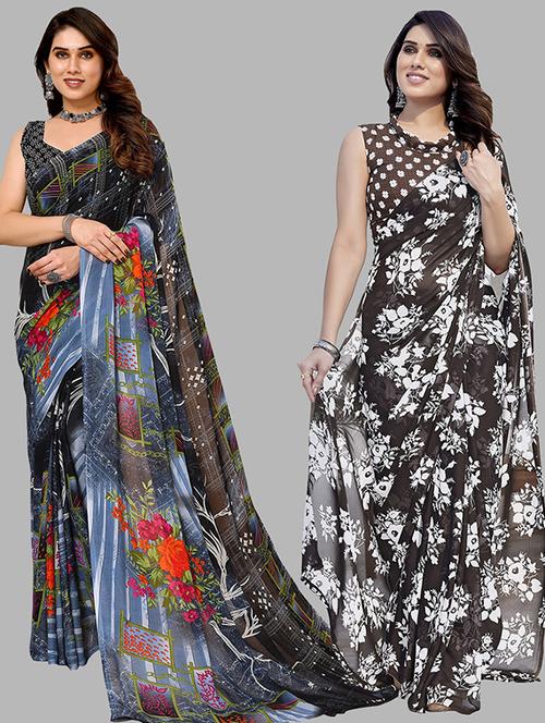 women pack of 2 casual wear combo saree with blouse - 21446468 - Very Small Image - 1