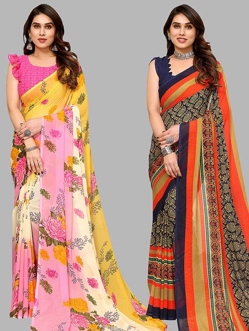 women pack of 2 casual wear combo saree with blouse - 21446478 - Very Small Image - 1