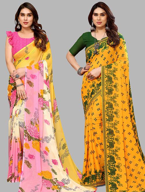 pack of 2 casual wear sarees with blouse - 21446479 - Very Small Image - 1