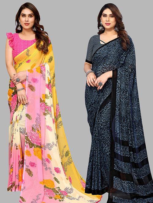 women pack of 2 casual wear combo saree with blouse - 21446483 - Very Small Image - 1