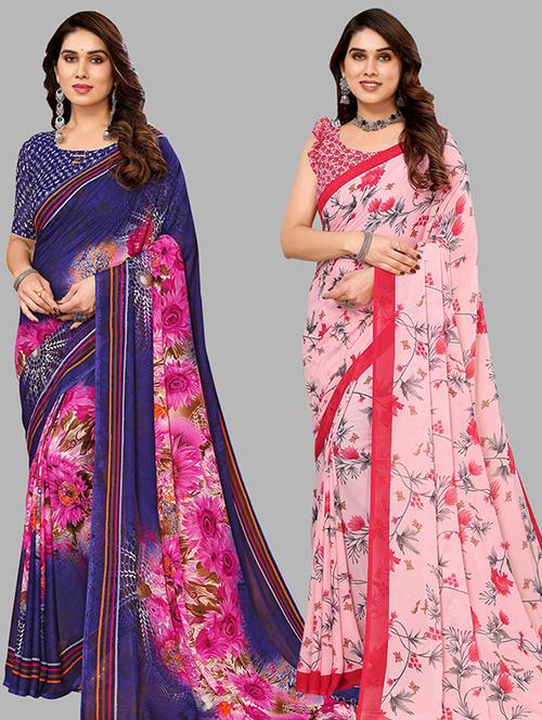 women pack of 2 casual wear combo saree with blouse - 21446493 - Very Small Image - 1