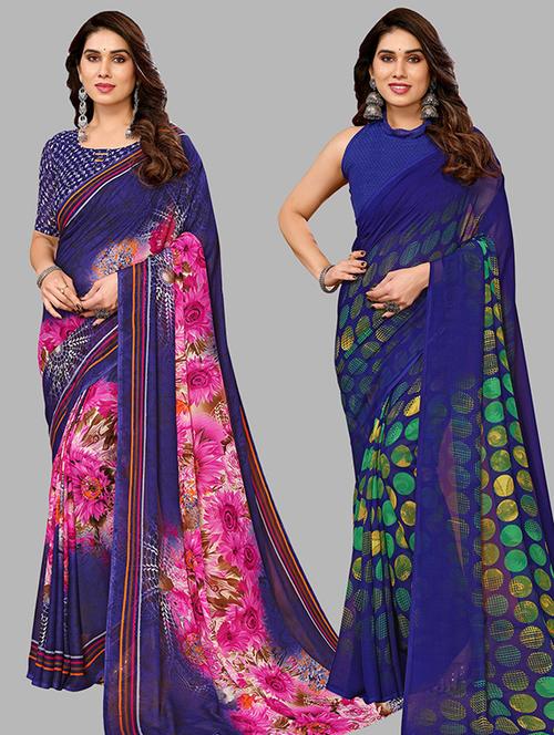 women pack of 2 casual wear combo saree with blouse - 21446499 - Very Small Image - 1