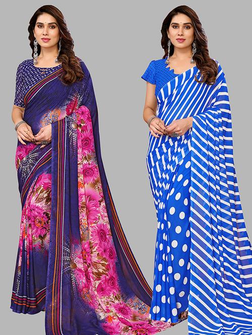 women pack of 2 casual wear combo saree with blouse - 21446501 - Very Small Image - 1