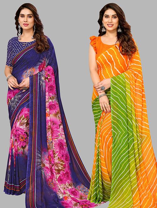 women pack of 2 casual wear combo saree with blouse - 21446502 - Very Small Image - 1