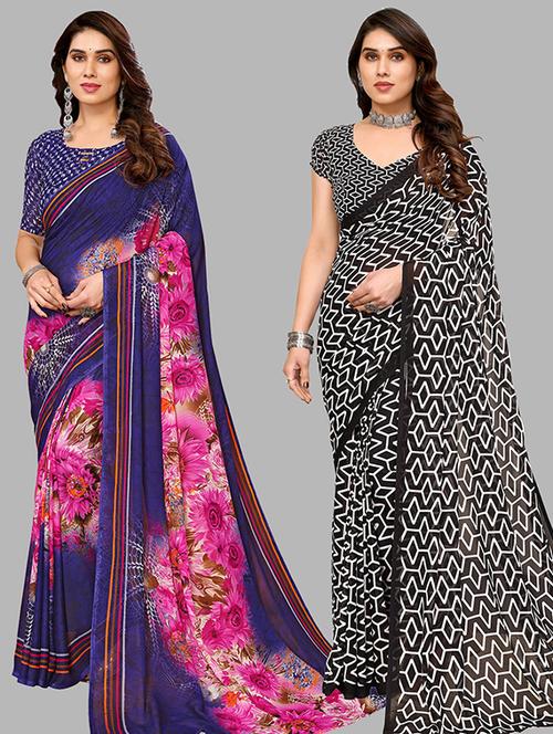 women pack of 2 casual wear combo saree with blouse - 21446503 - Very Small Image - 1