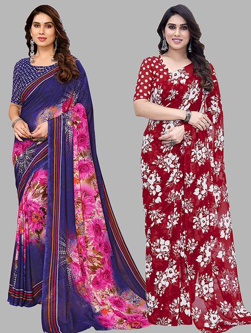 women pack of 2 casual wear combo saree with blouse - 21446504 - Very Small Image - 1