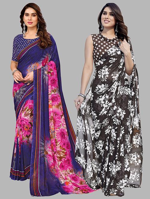 women pack of 2 casual wear combo saree with blouse - 21446505 - Very Small Image - 1