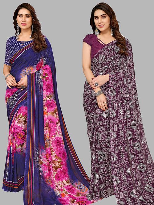 women pack of 2 casual wear combo saree with blouse - 21446510 - Very Small Image - 1